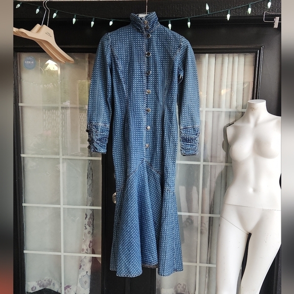 VERY RARE VINTAGE 70’s WESTERN JEAN DRESS - Picture 9 of 16